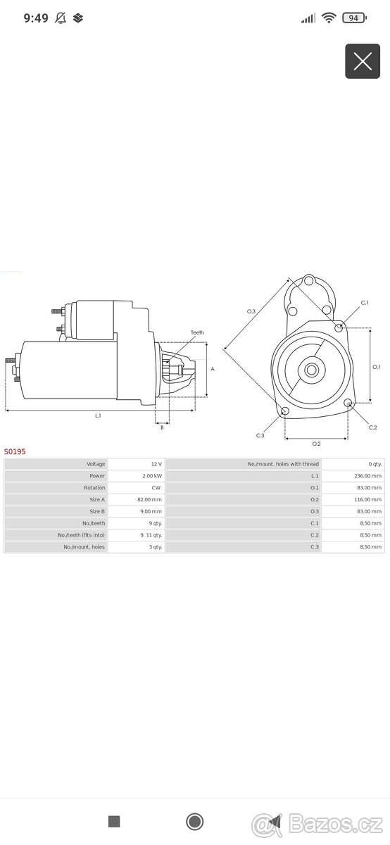 Startér Opel Astra H 88 kW - 2