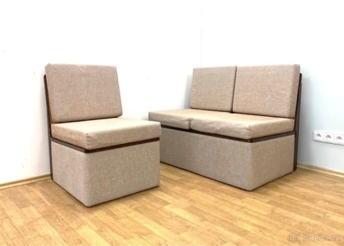Retro křesla sofa Dřevotvar rozkládací - 2