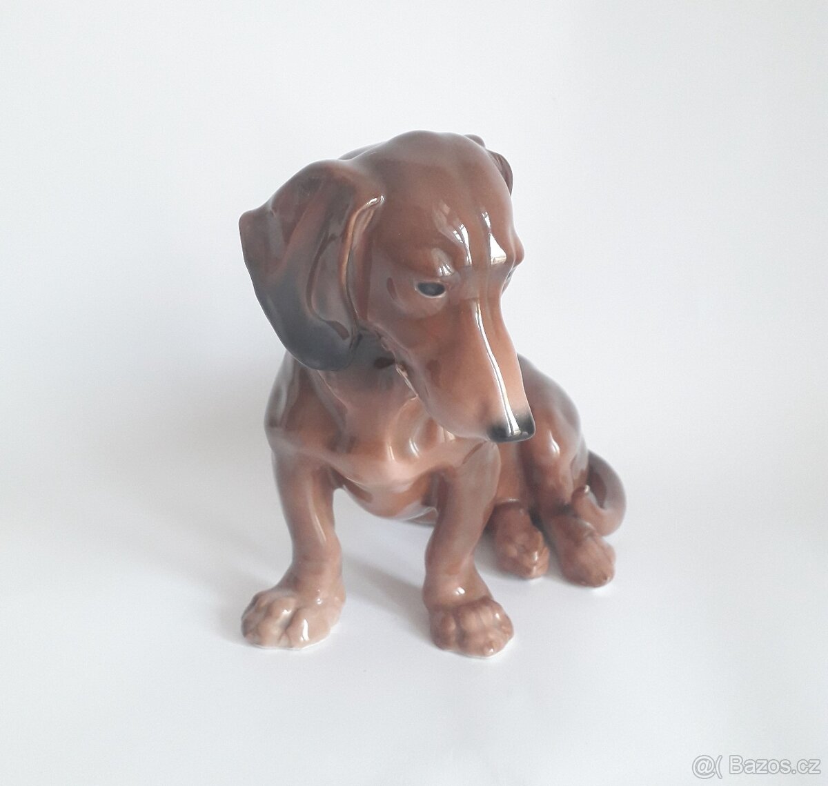 Starožitná porcelánová figura jezevčíka - Karl Ens - Německo - 2