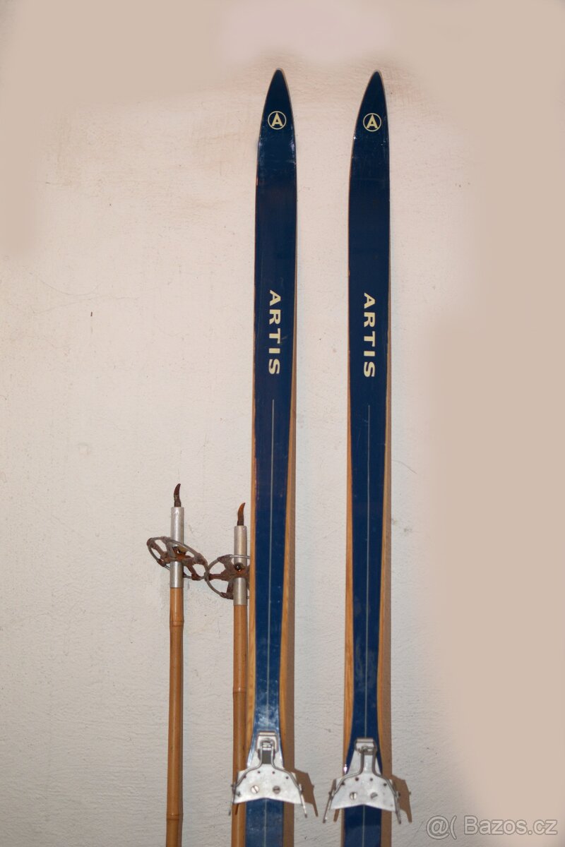 Retro starožitné dřevěné běžky - 2