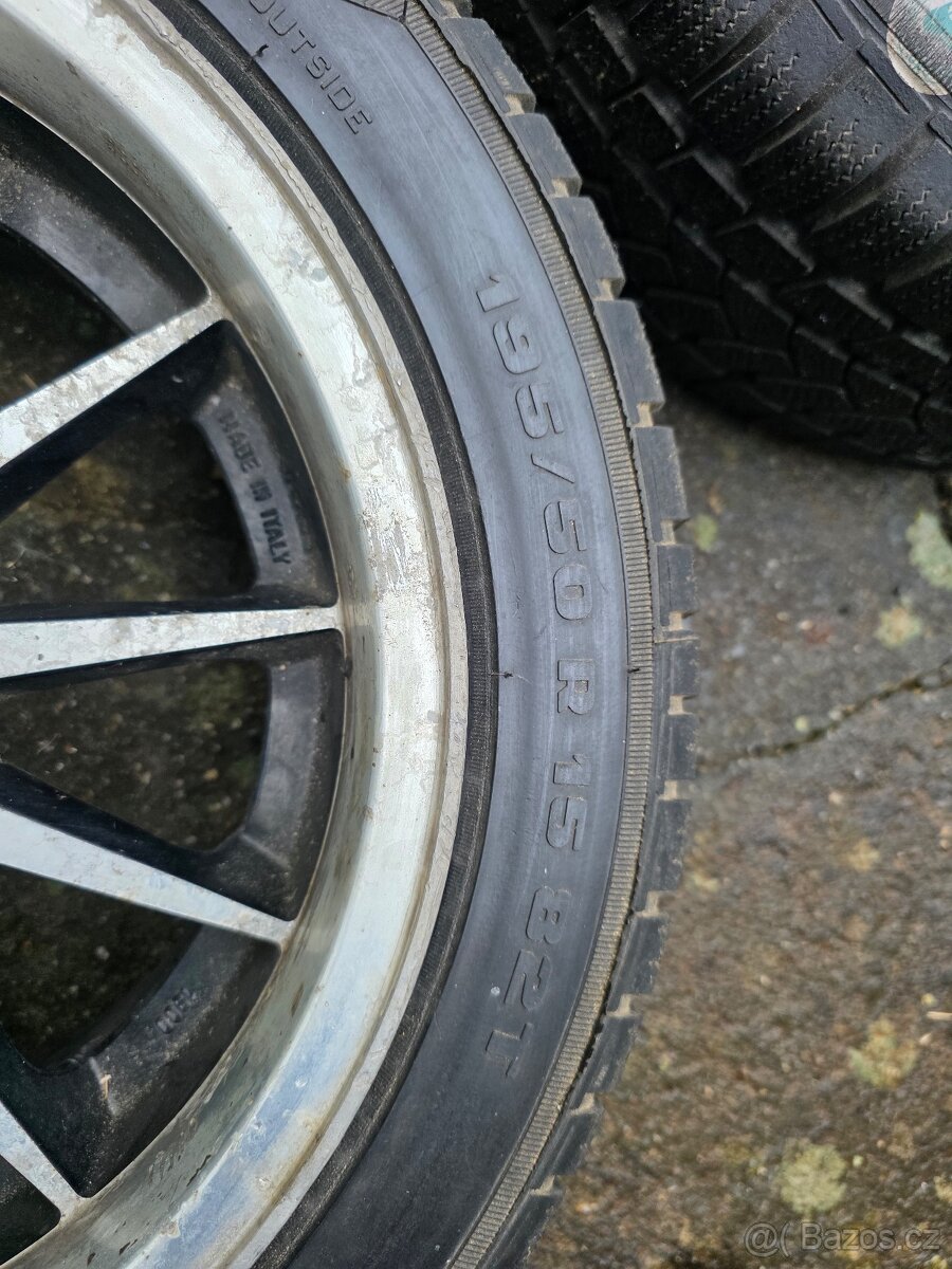 Prodám kola sada 7Jx15H2 ET13 BMW E30 zimní pneu - 2