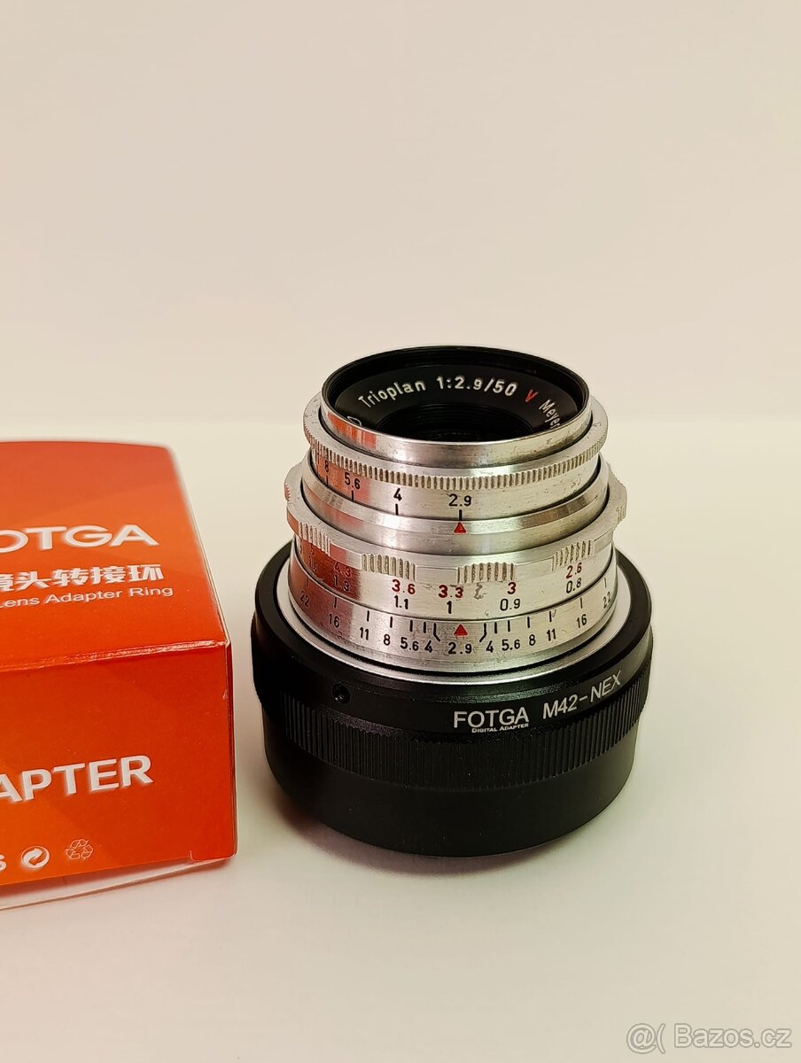 Objektiv Trioplan „V” 2,9/50 mm (původně M42 – Sony E) - 2