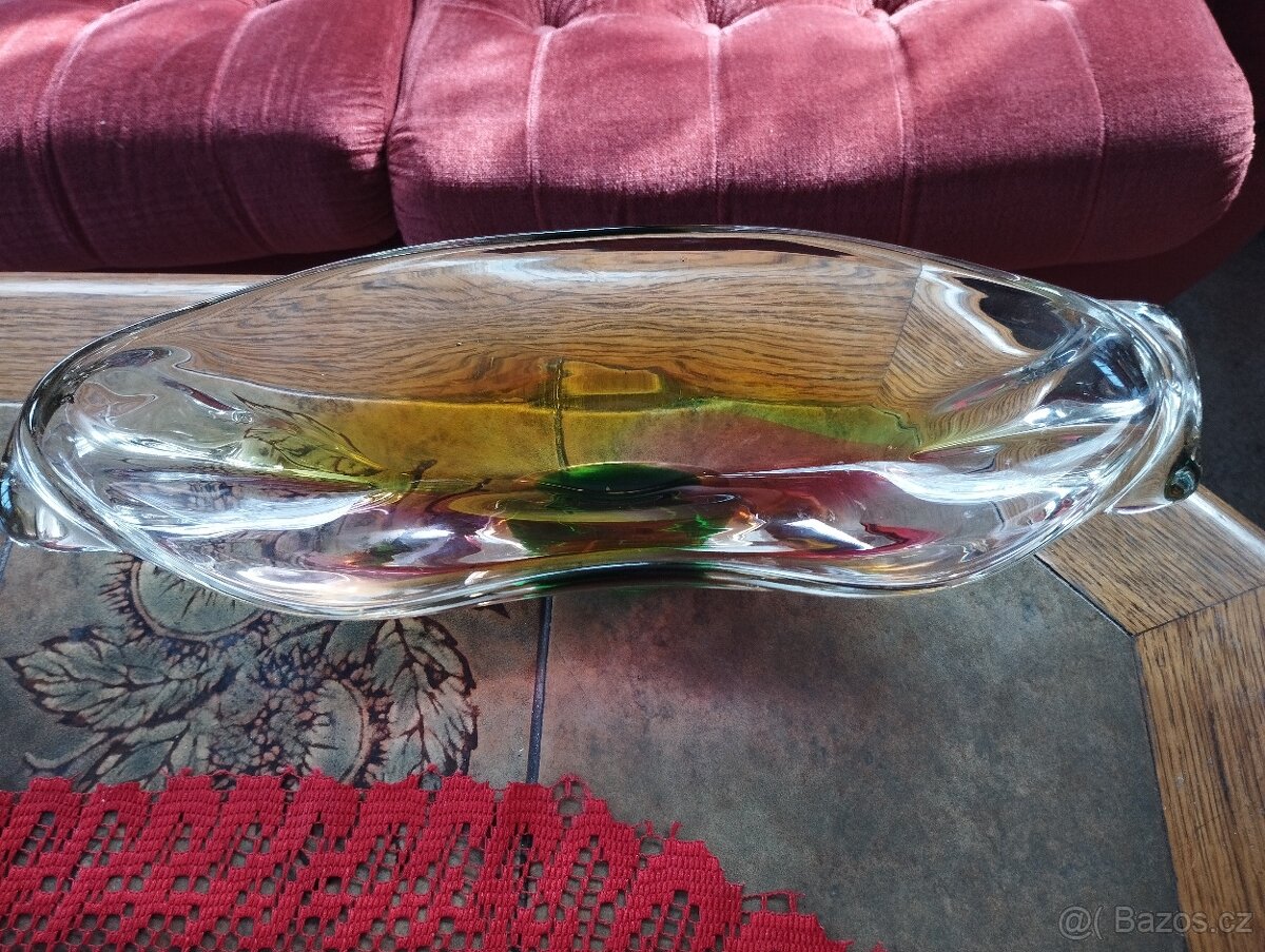 Hutní sklo dlouhá mísa - 2