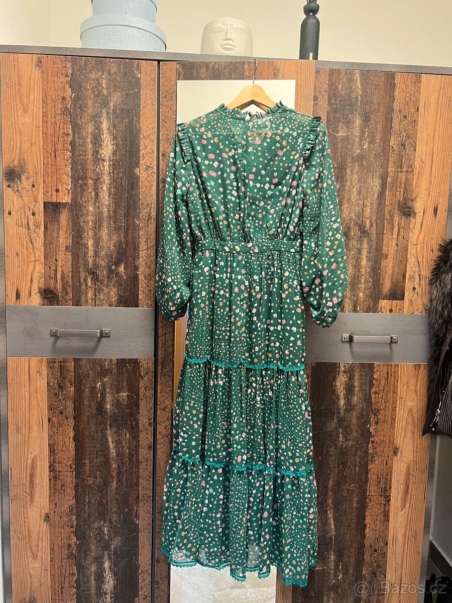 zelené maxi šaty s podšívkou - 2