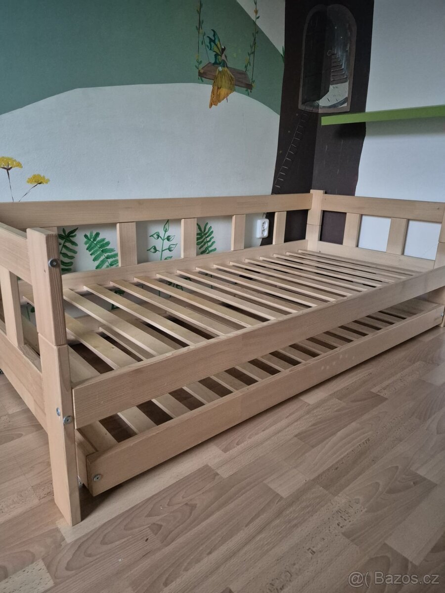 Dětská postel s přistýlkou - dřevo - 2