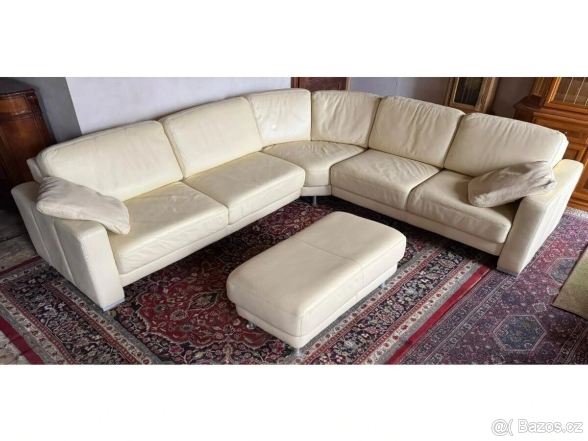 Luxusní moderní rohová kožená sedací souprava,3221 - 2