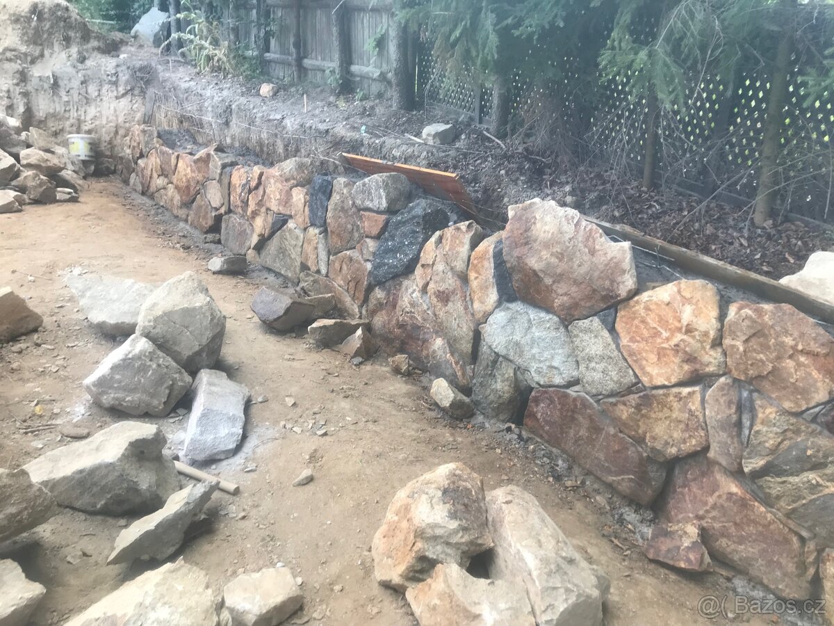 Kameny, zídka, kamenivo, zahradní architektura - 2