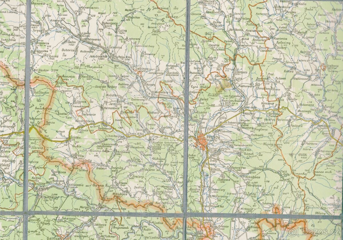 Mapa Košický a Prešovský kraj 1949 - 2