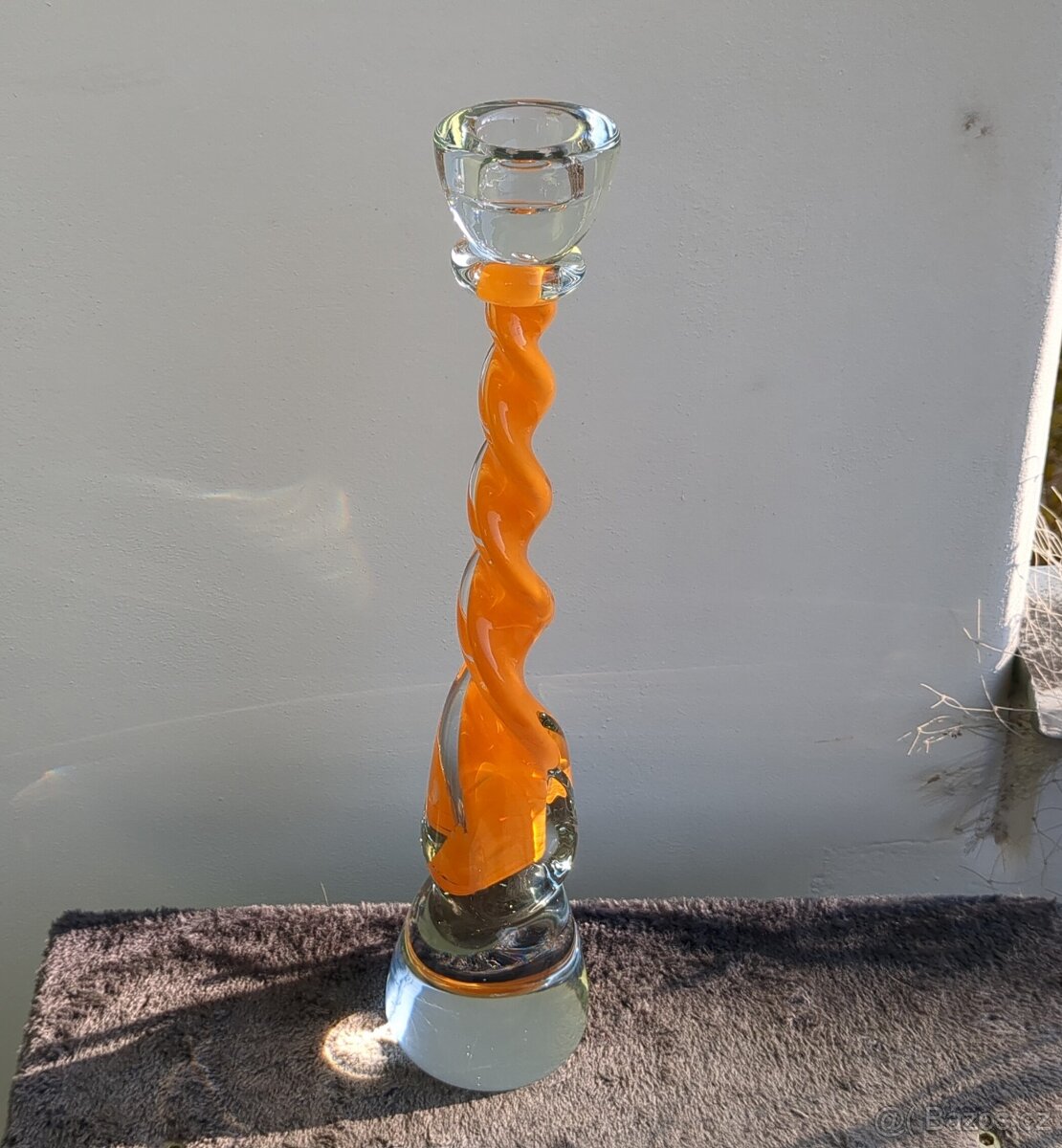 JAROSLAV SVOBODA - oranžový skl. svícen - 40 cm - 2