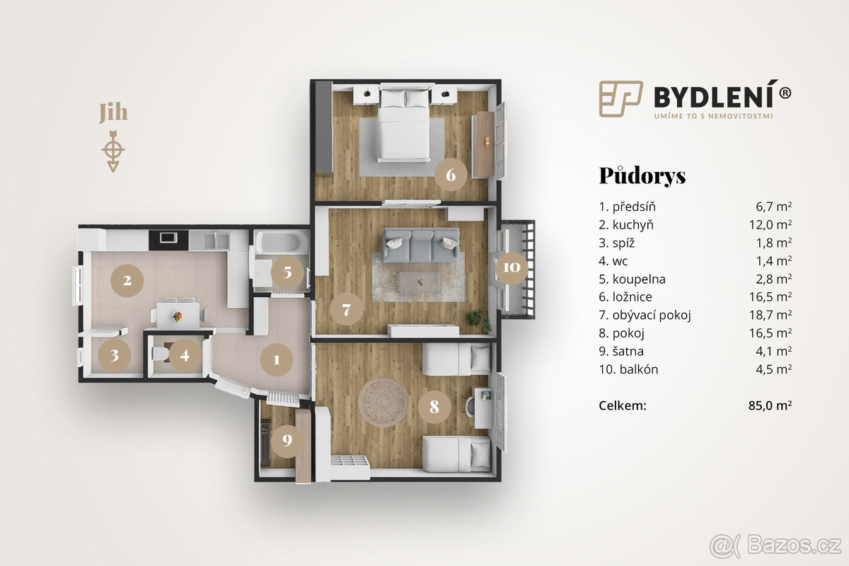 Pronájem bytu 3+1, 85 m² – Teplice, Šanov, ulice Novákova - 2