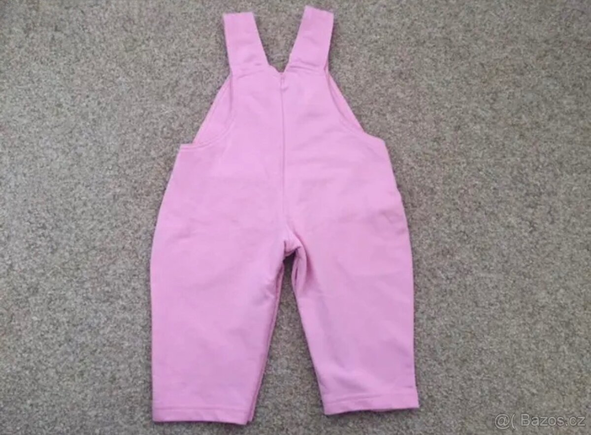 Růžové bavlněné kalhoty / lacláče vel. 68/74 - 2