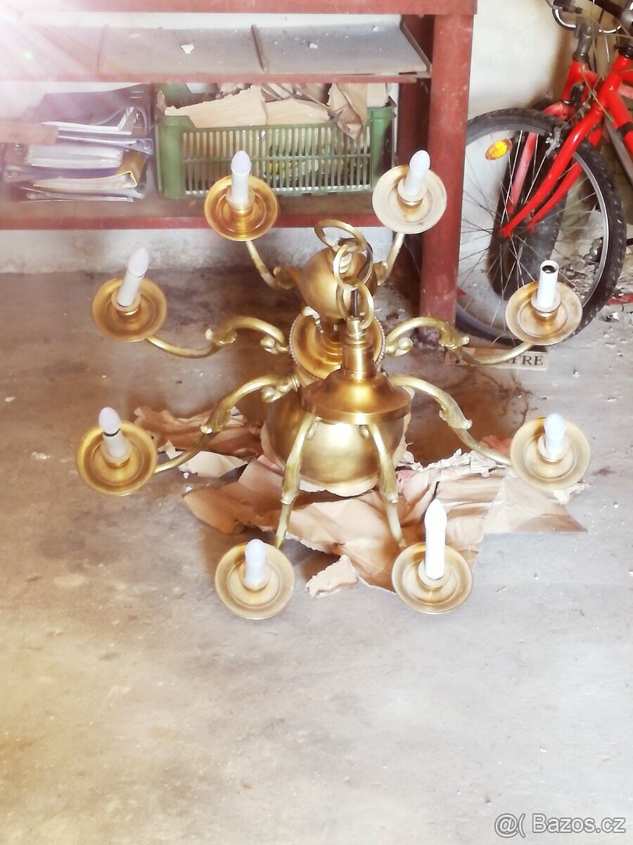 STAROZITNY VELKY MOSAZNY LUSTR 17.TI STOLETI - 2