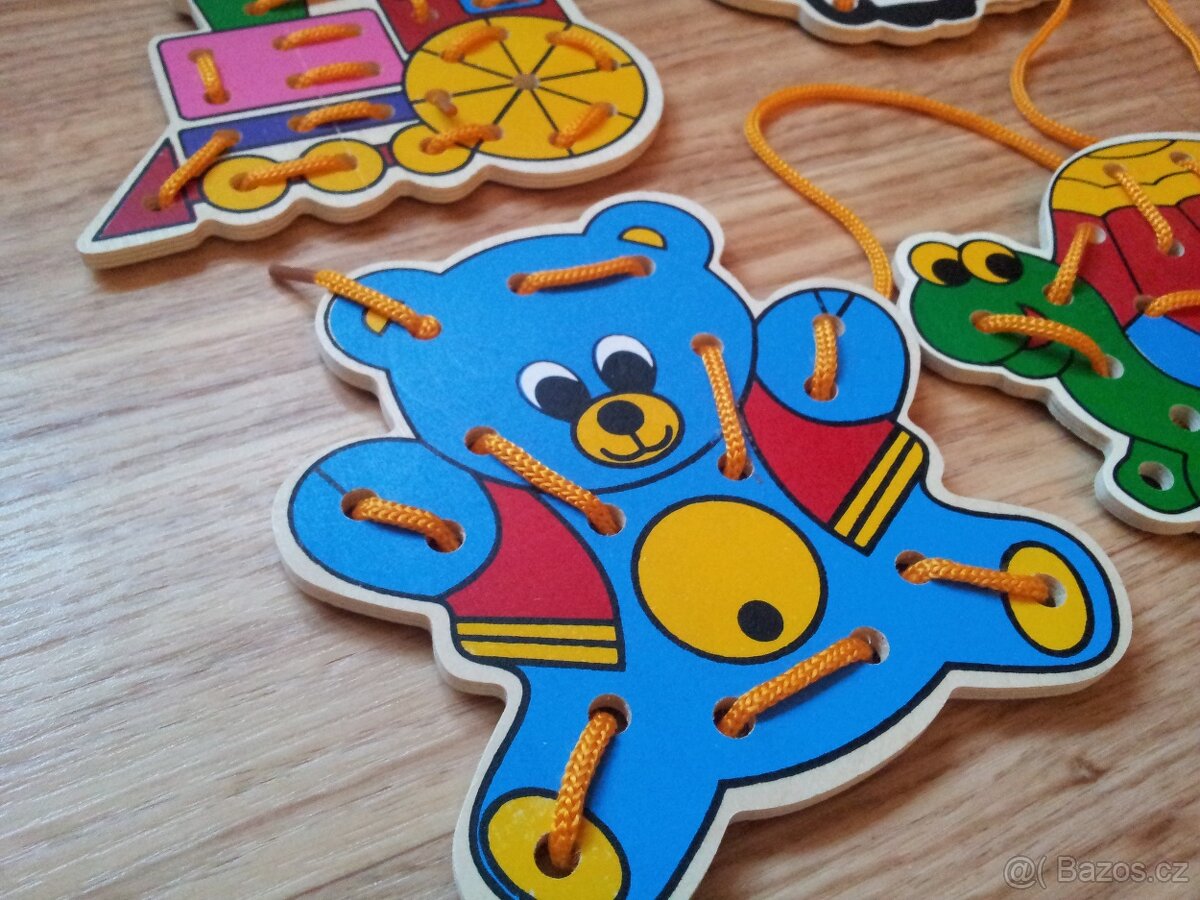 Šněrovačka - dřevěné provlékací destičky, zvířátka - 2