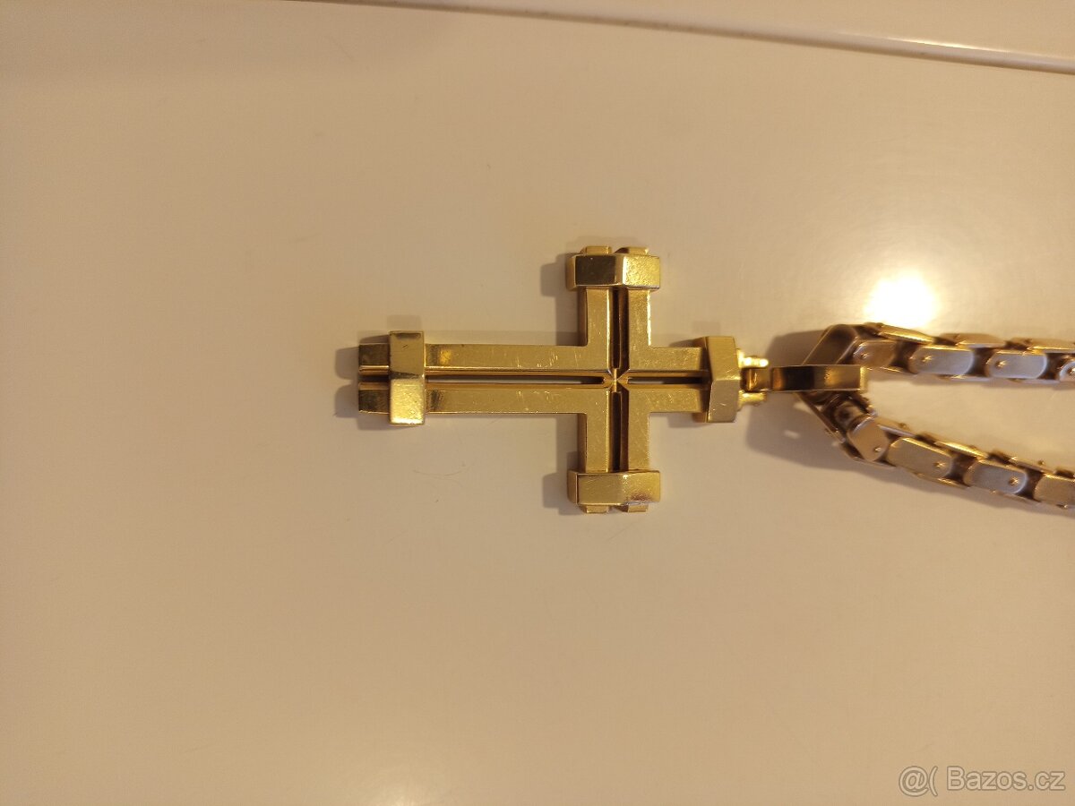 Zlatý řetěz s křížem 140,23g - 2