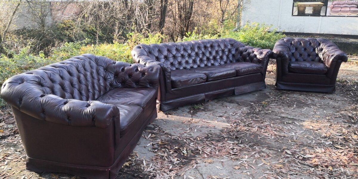 Kožená sedací souprava 3+2+1-CHESTERFIELD - 2