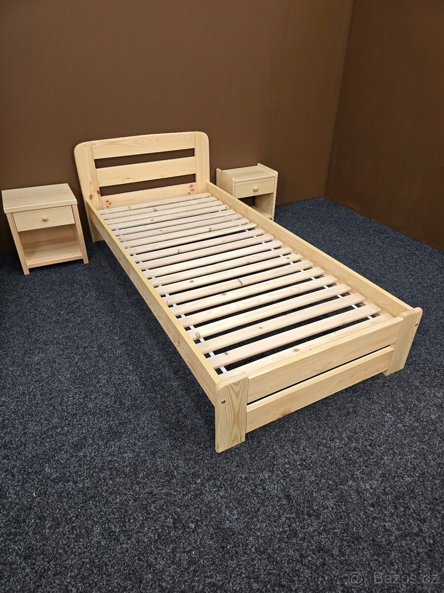 Prodám nové masivní postel 90x200 s roštem zdarma - 2