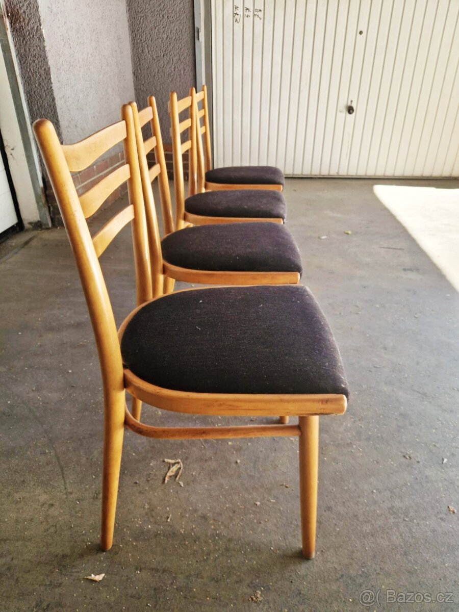 Set čtyř retro židlí 60. - 70. léta min.stol. - 2