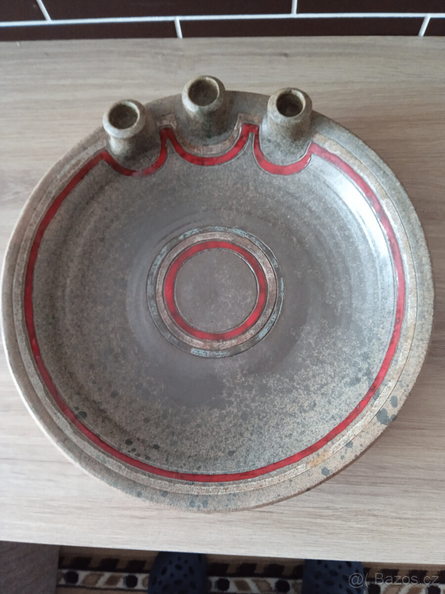 Keramický talíř + svícen - 2