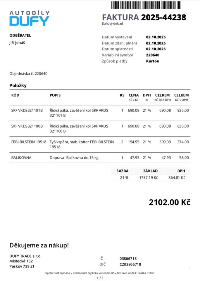 Ramena a tyčky stabilizatoru - 2