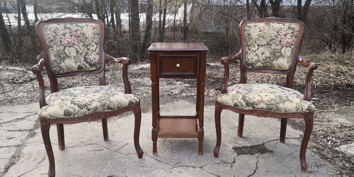 Starožitná 2x křesílka - 2