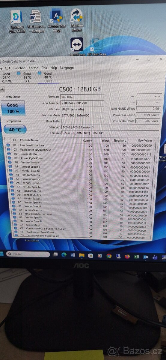 Prodám SSD M2 SATA 128GB C500 SCY - 2