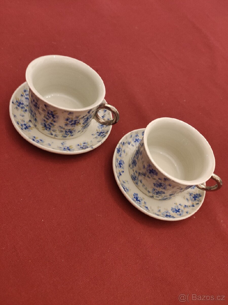 Dva keramické hrnky na kávu - pomněnky - ruční výroba - 2