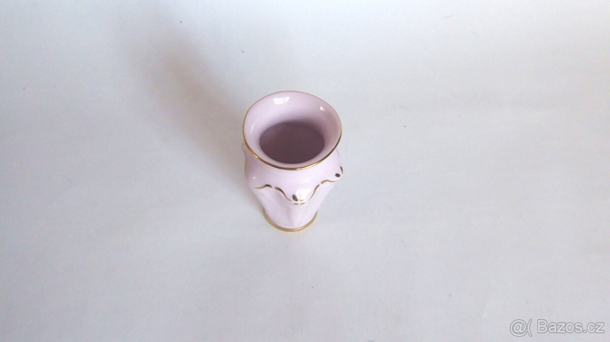992_ Vázička, růžový porcelán, retro, cca 1980 - 2