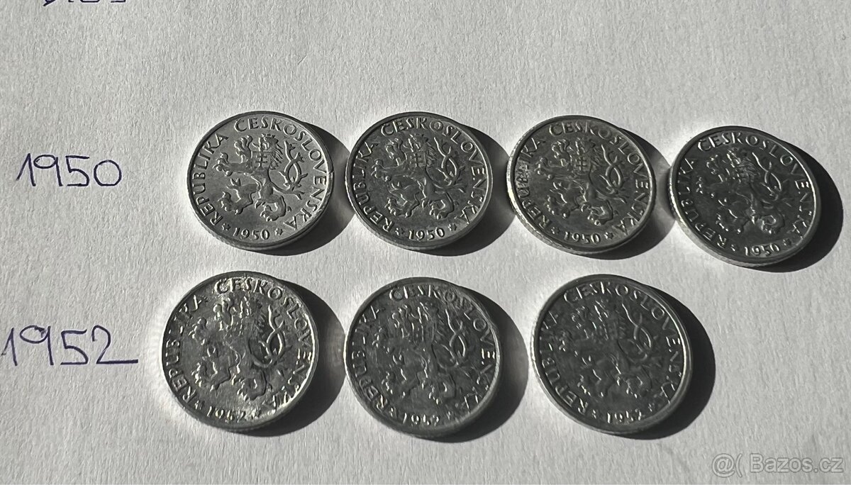 1 Kčs ČESKOSLOVENSKO 1950, 1952 - 2