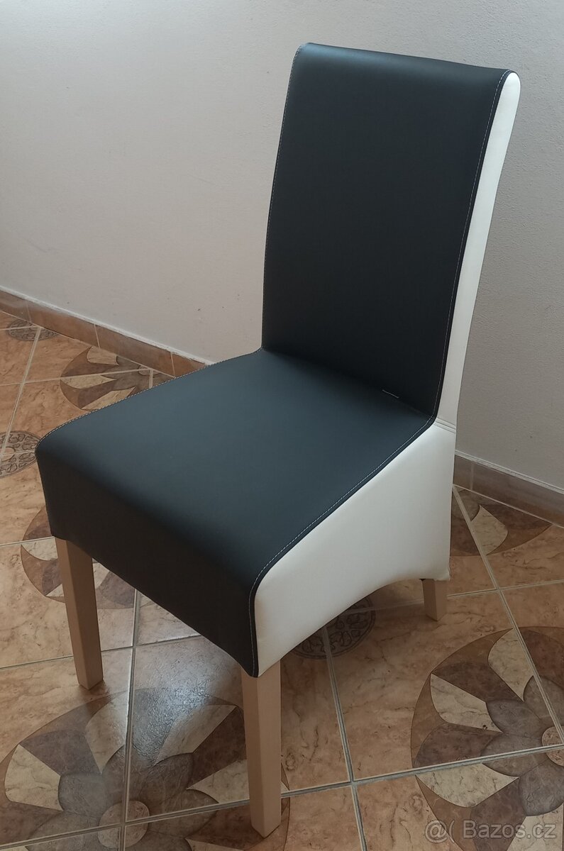 Dřevěná jídelní židle, potažena koženkou - 2