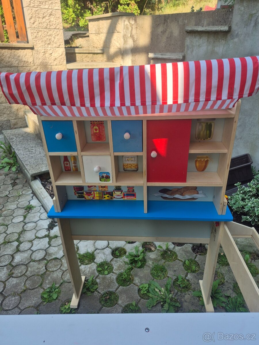 Dětský obchůdek - obchod, přidám dřevěný set - 2