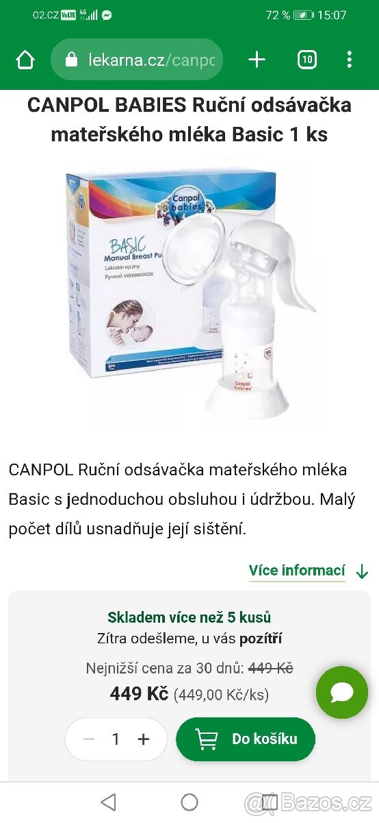 Ruční odsávačka mléka - 2