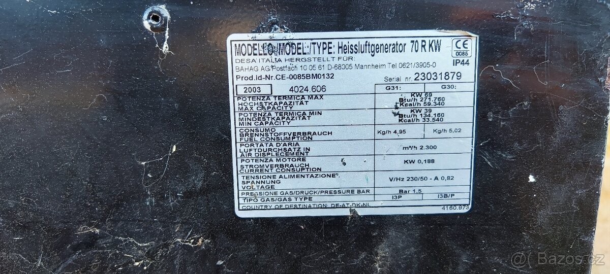 Teplomet přímotop topidlo. Max 69KW - 2