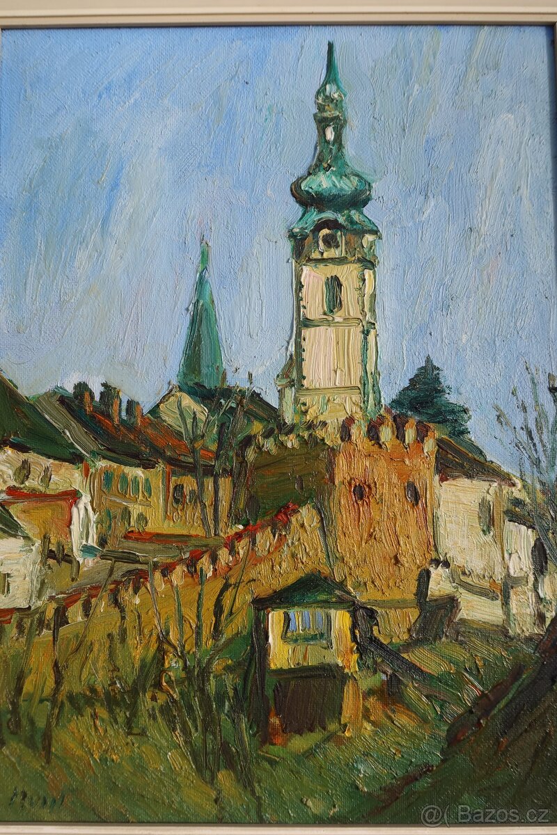 Leopold Musil - Město Písek - silně pastózní olej - 2