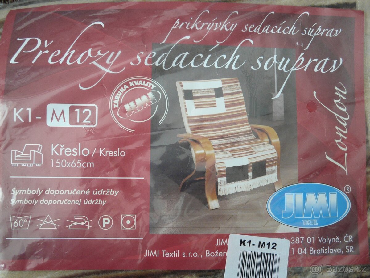 Prodám 3 přehozy na křesla zn. "Jimi" - 2