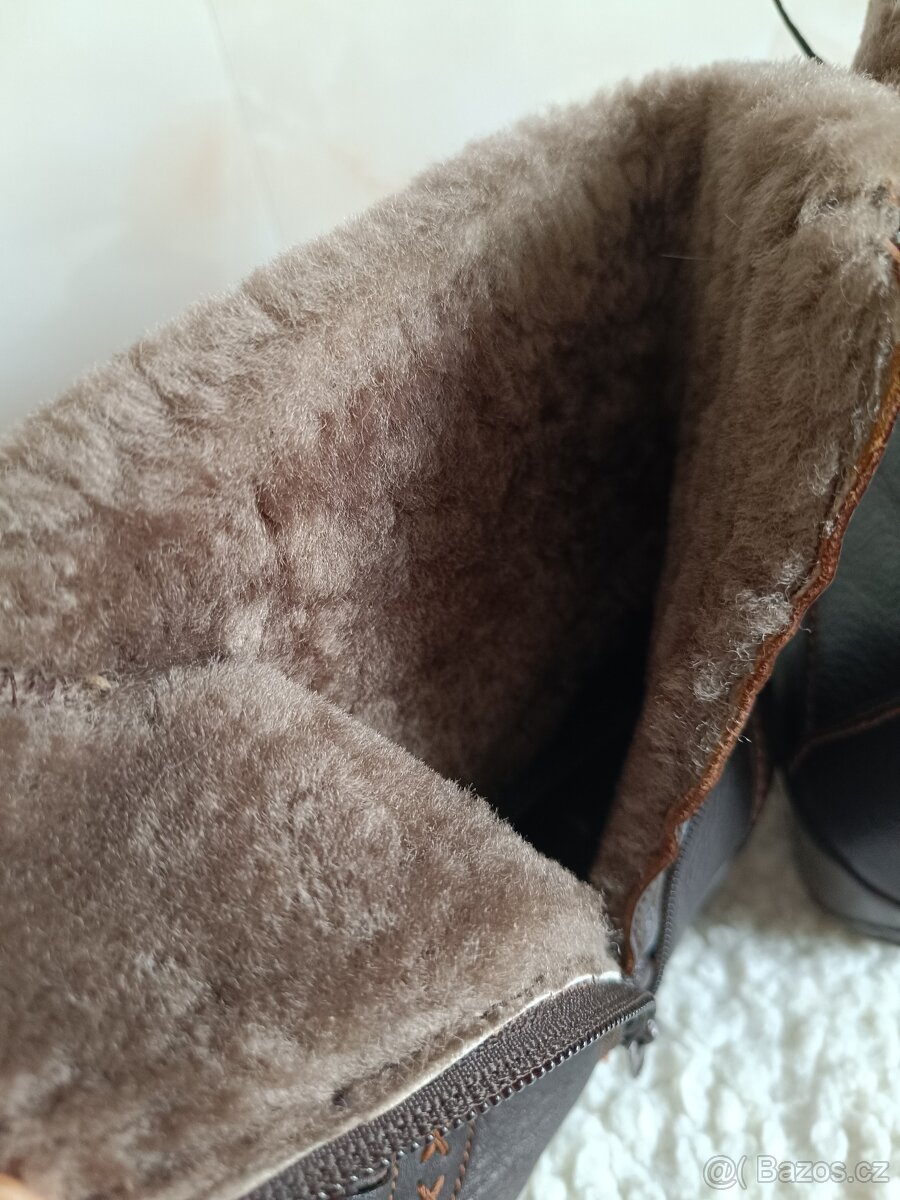 kožené zimní boty s beránkem - 2