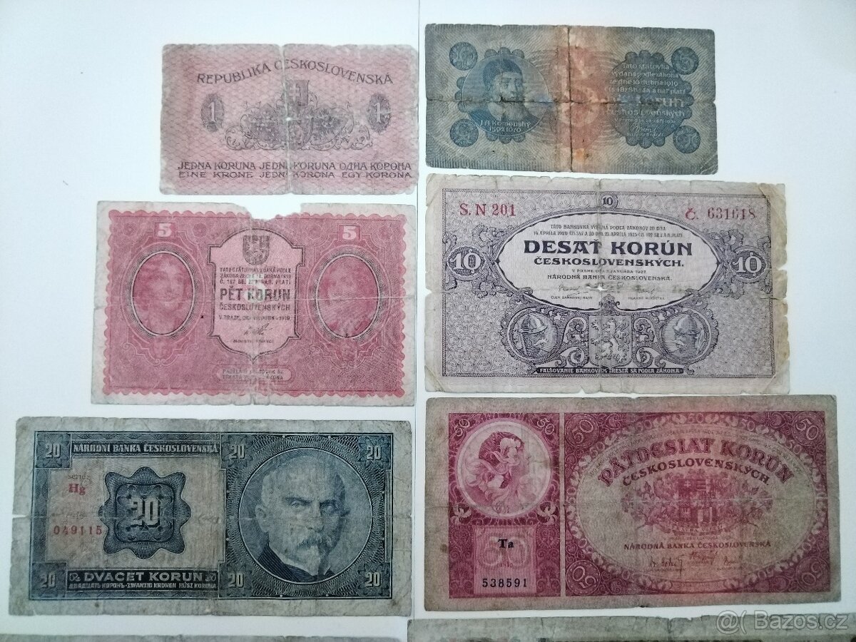 Bankovky Československo - 1. republika - sada ČSR - 2