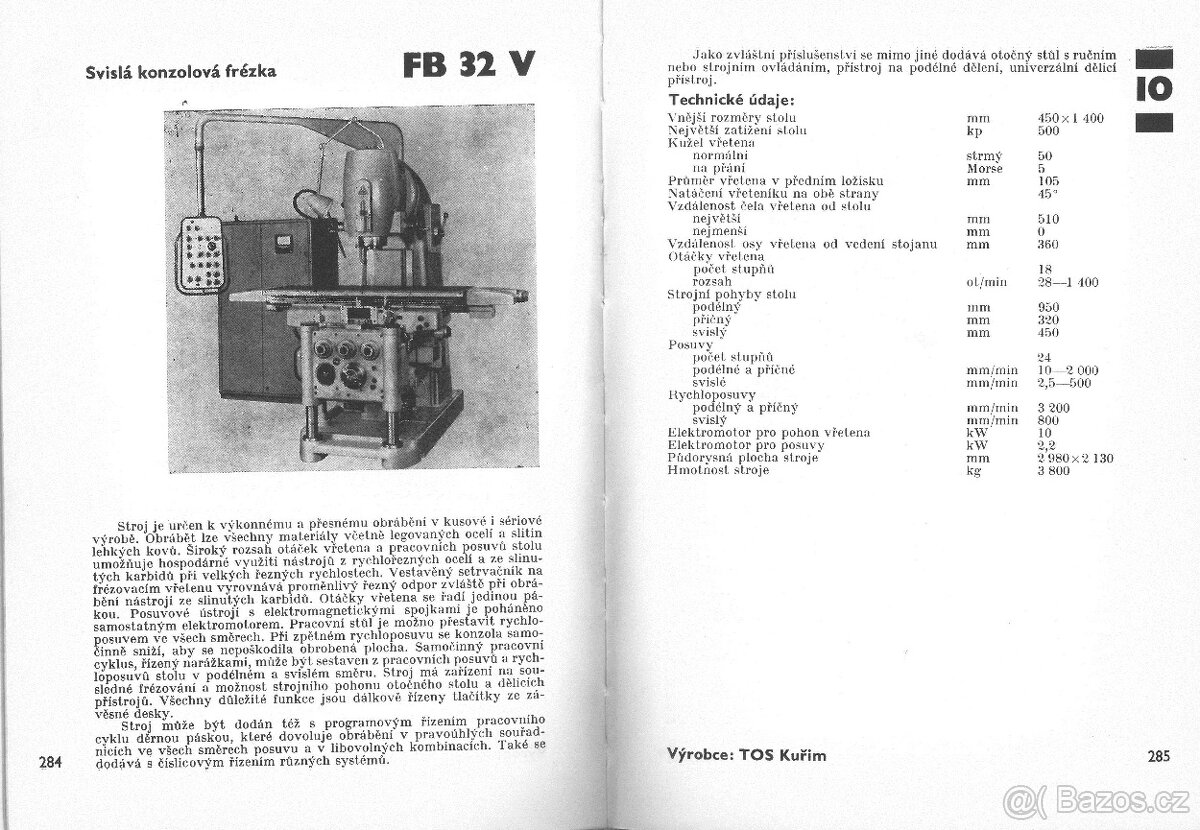 Konzolová svislá frézka FB 32V - 2