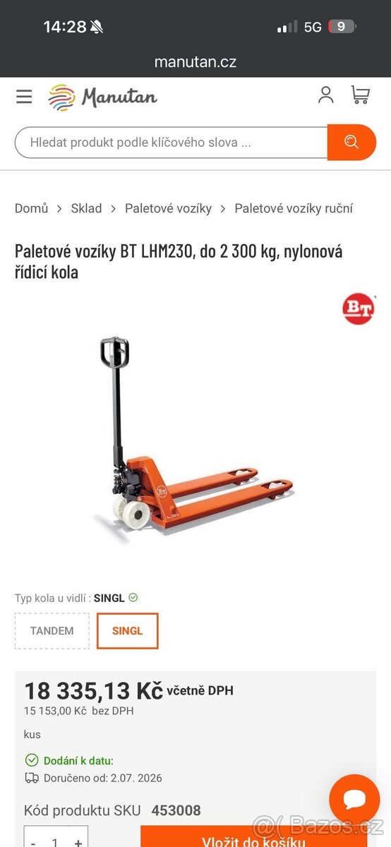 Paleťák BT lifter Toyota - 2