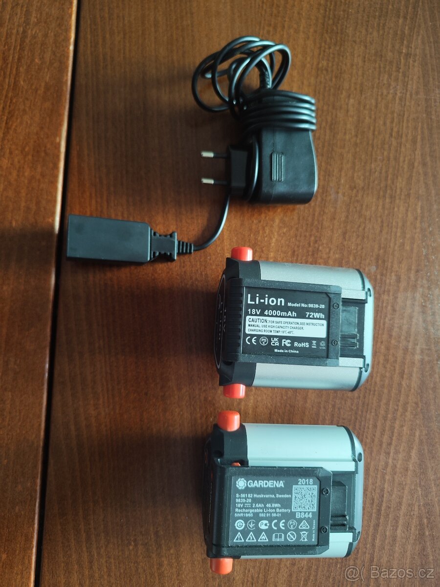 2 x baterie Gardena 18 V + nabíječka - 2