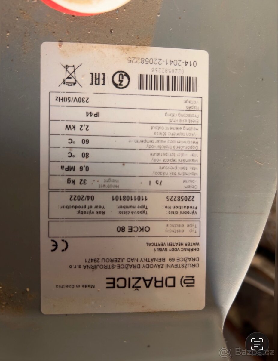 Elektrický bojler DRAŽICE 80 - 2