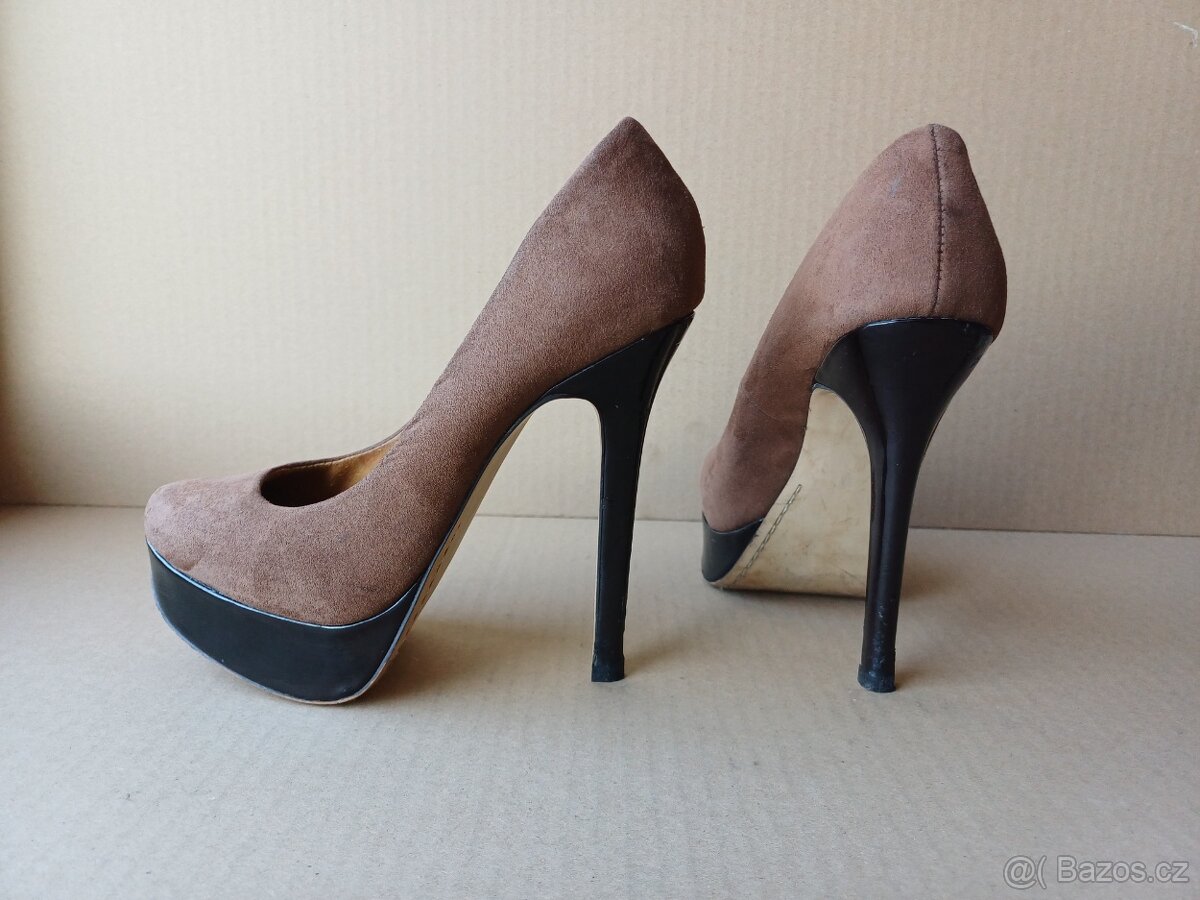 Hnědé lodičky na platformě vel.37 - 2