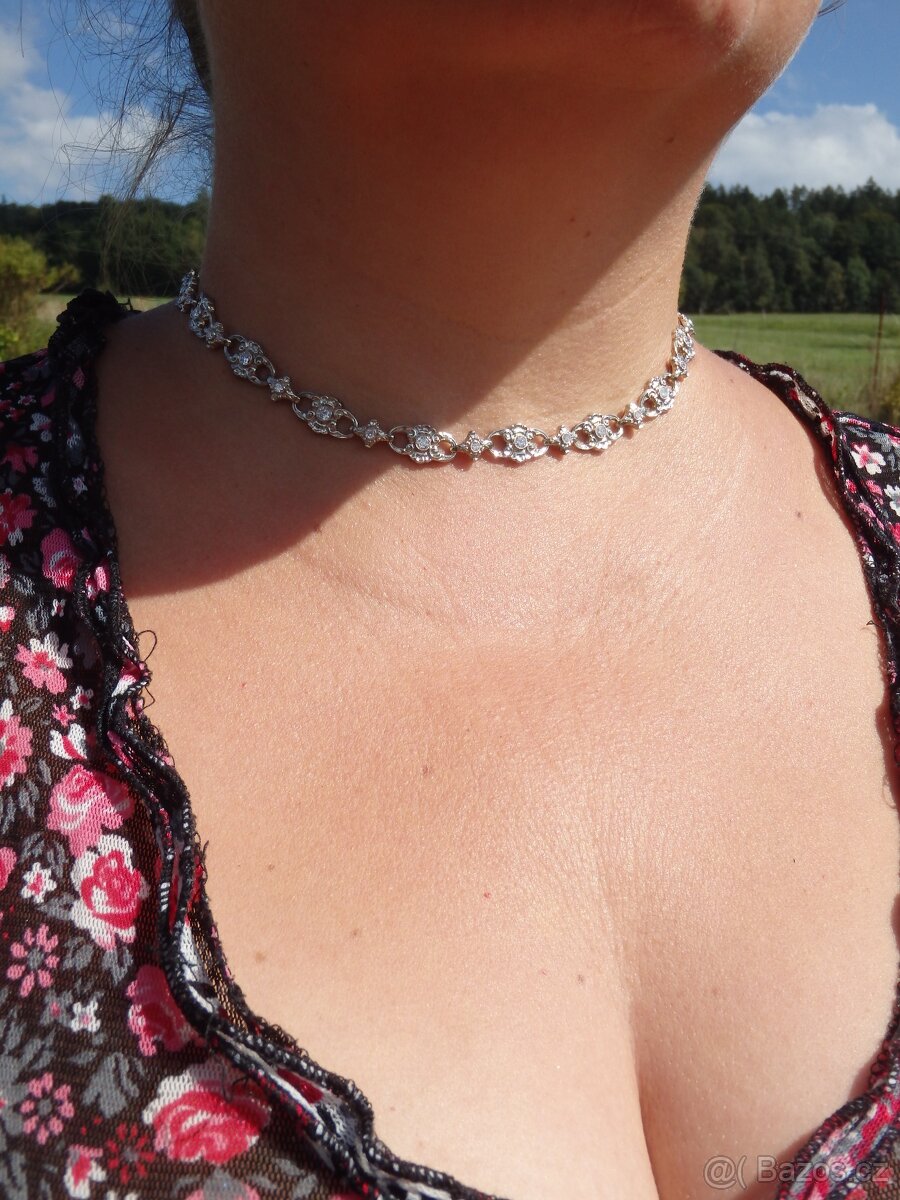 Zlatý diamantový starožitný náhrdelník. - 2