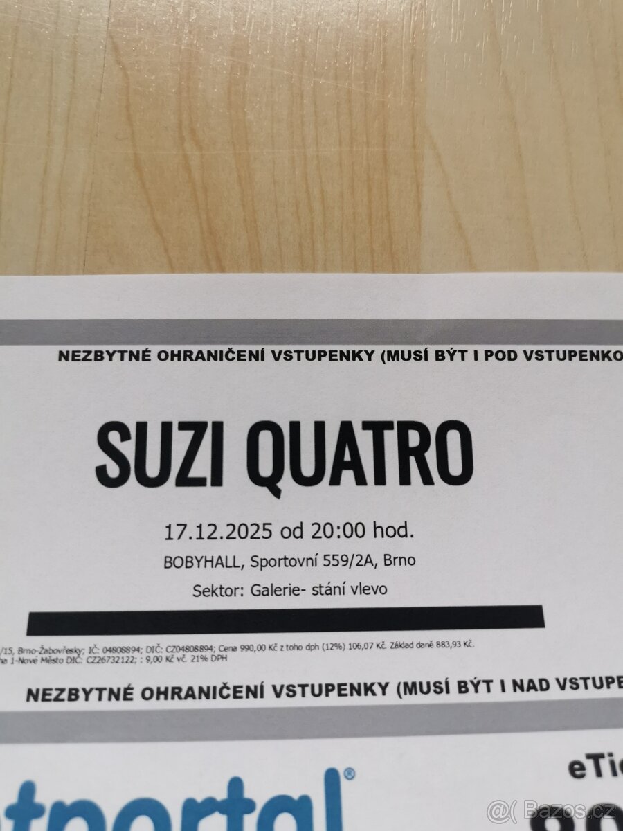 2x vstupenka Suzi Quatro - 2