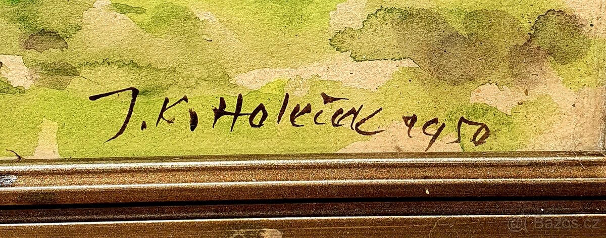 Obraz "Pluh na poli" sig. J. K. Holeček 1950 - SLEVA - 2