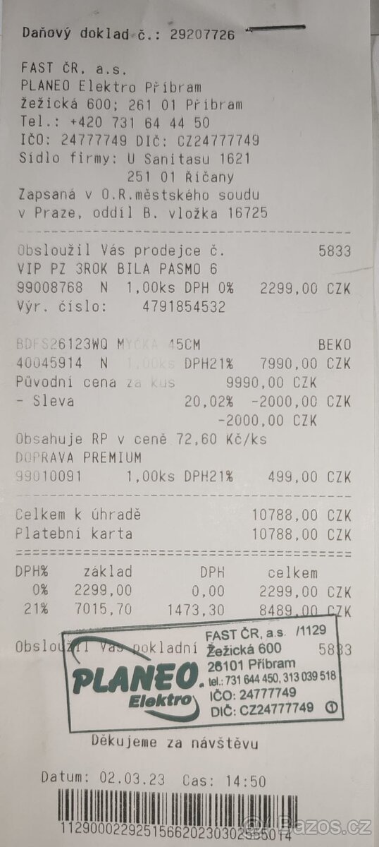 MYČKA - BEKO -BDFS26123WQ 45cm - 2