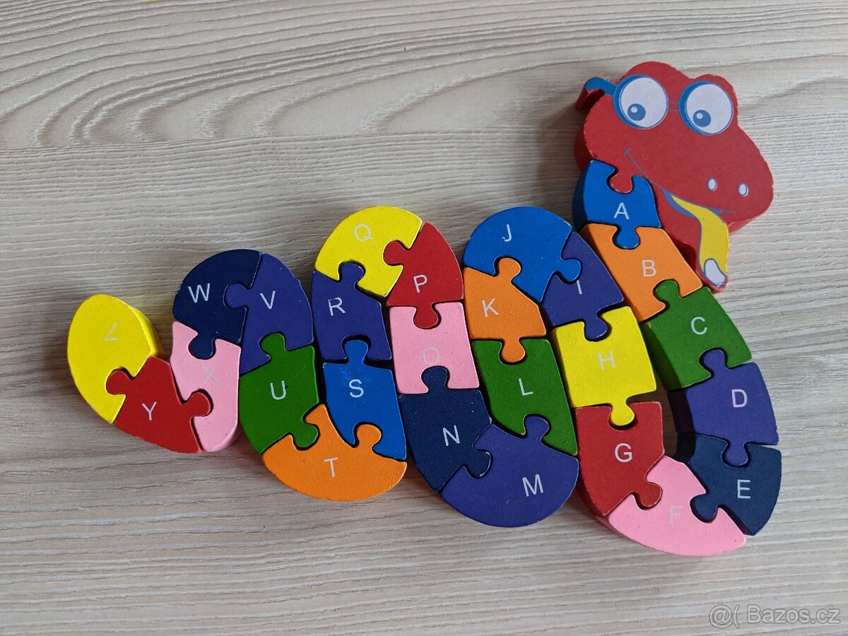 Vzdělávací dřevěné puzzle had - 2