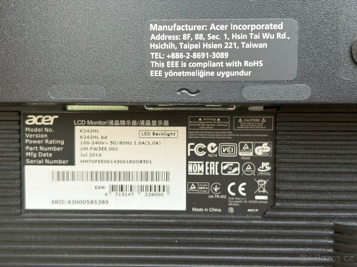 Monitor Acer 24" K242HLbd - 2