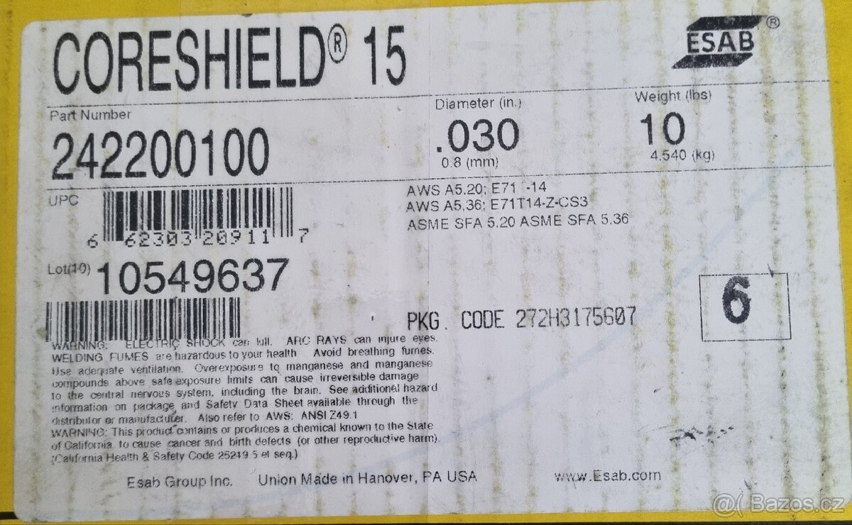 ESAB Coreshield 15 - plněný drát - 0,8 mm (4,5kg) - 2