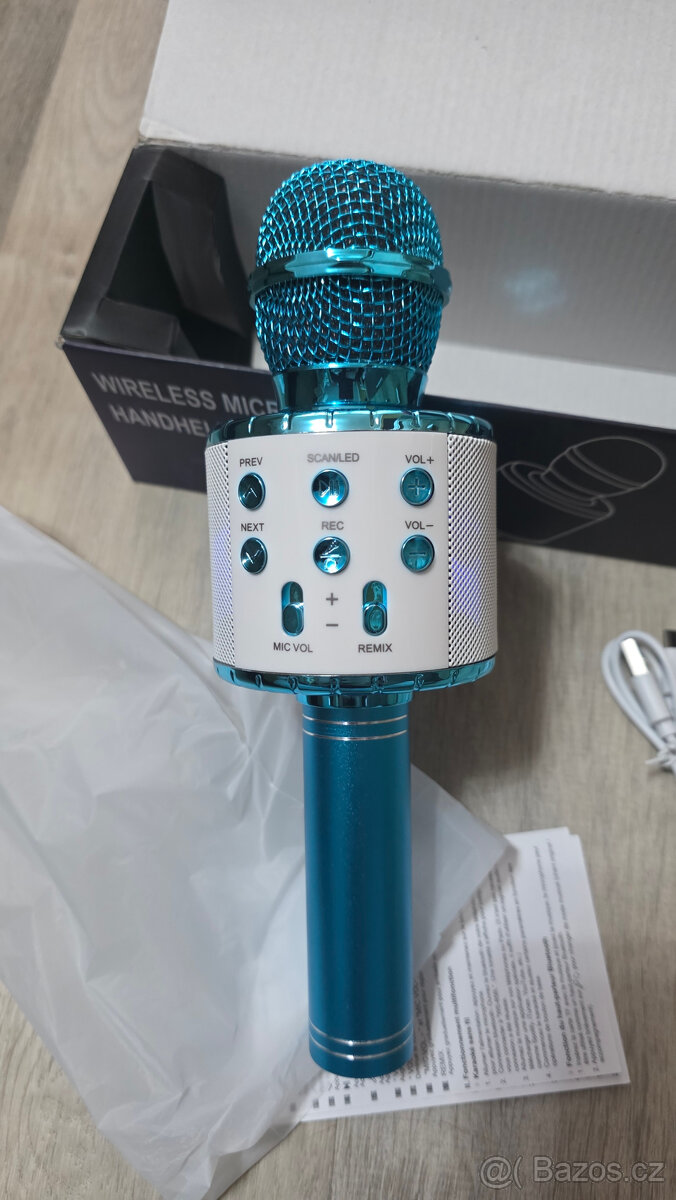 Bezdrátový karaoke mikrofon – Bluetooth, LED efekty, - 2