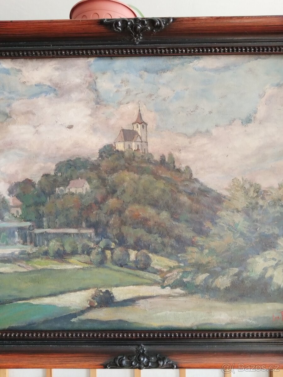 obraz PARTIE S KOSTELÍČKEM, olej, Josef Fiala - 2